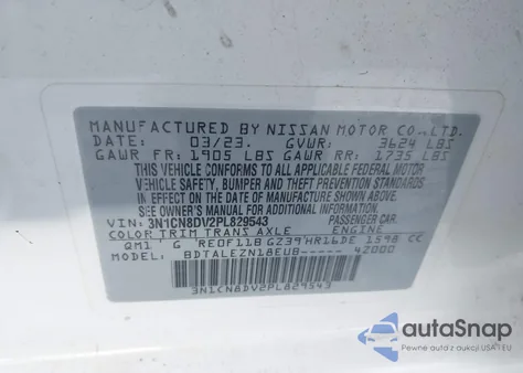 2023 Nissan Versa 1.6 S Xtronic Cvt from USA, damaged, VIN 3N1CN8DV2PL829543